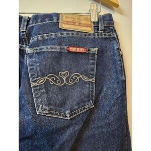 Paris Blues Women's flare Jeans Size 11 Mid Rise Dark Blue Wash embroidered
